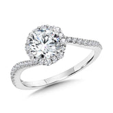 Bypass Blooming Halo Diamond Engagement Ring